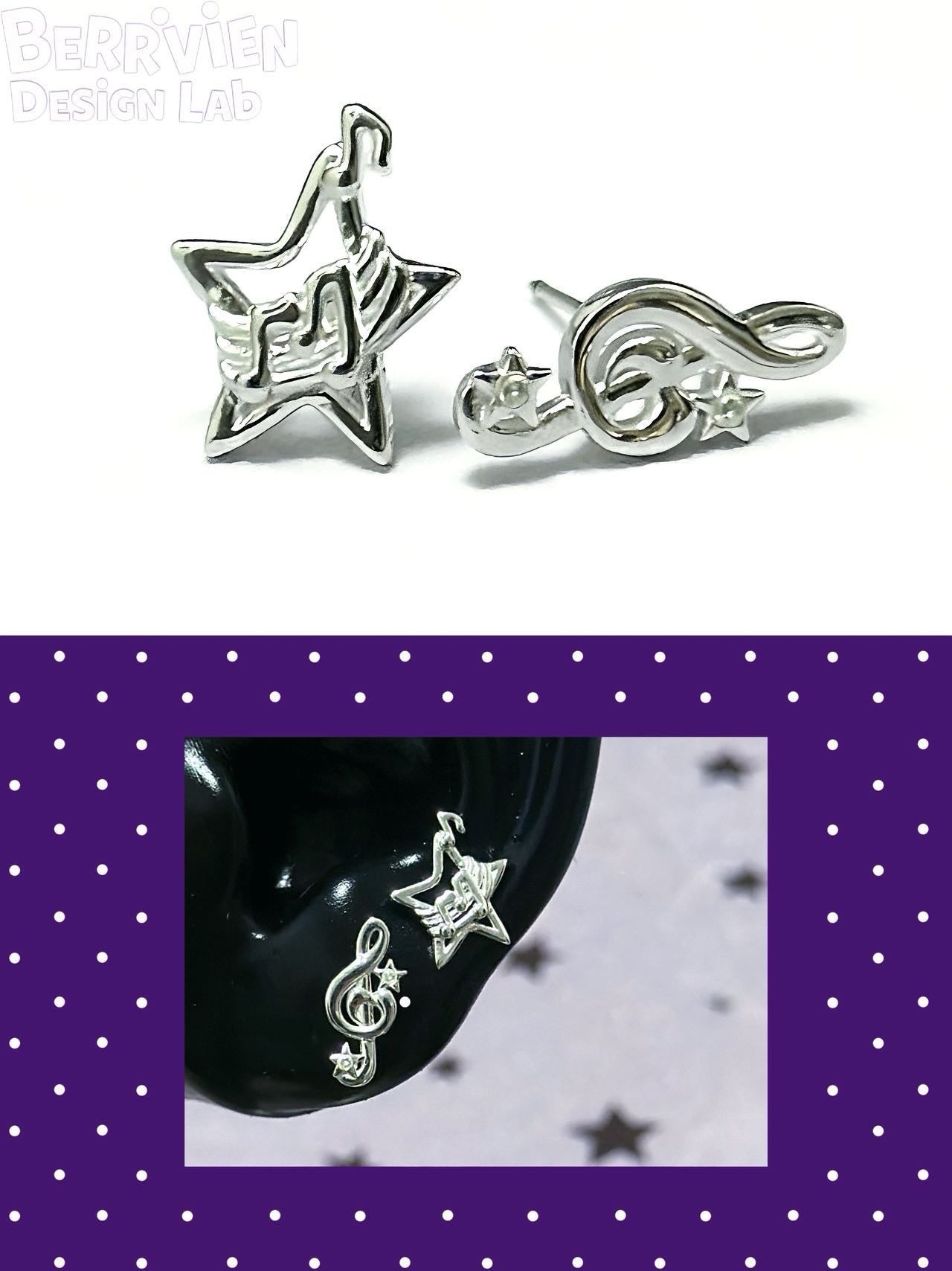 Berrivien Asymmetrical Musician Stud Earrings